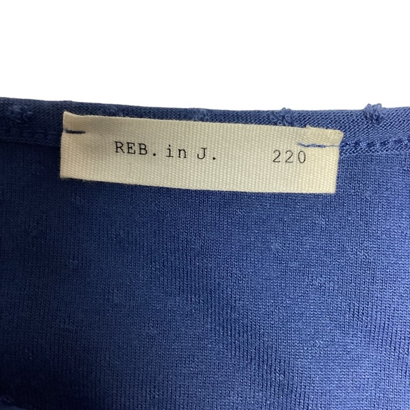 Reb in J Dress Slate Blue Swiss Dot Mid Length Tiered Skirt Long Sleeve Size L - Picture 12 of 14